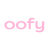 Pink 'oofy' text on a white background