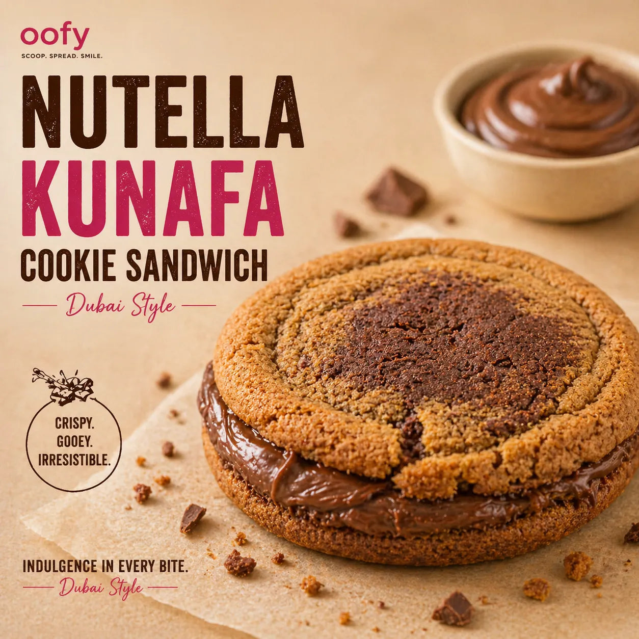 Nutella Kunafa Cookie Sandwich
