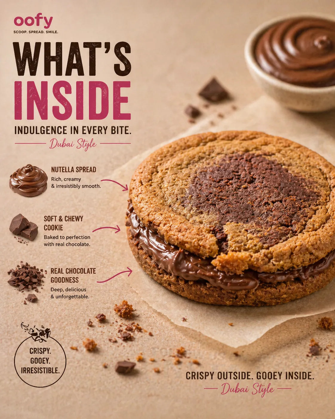 Nutella Kunafa Cookie Sandwich