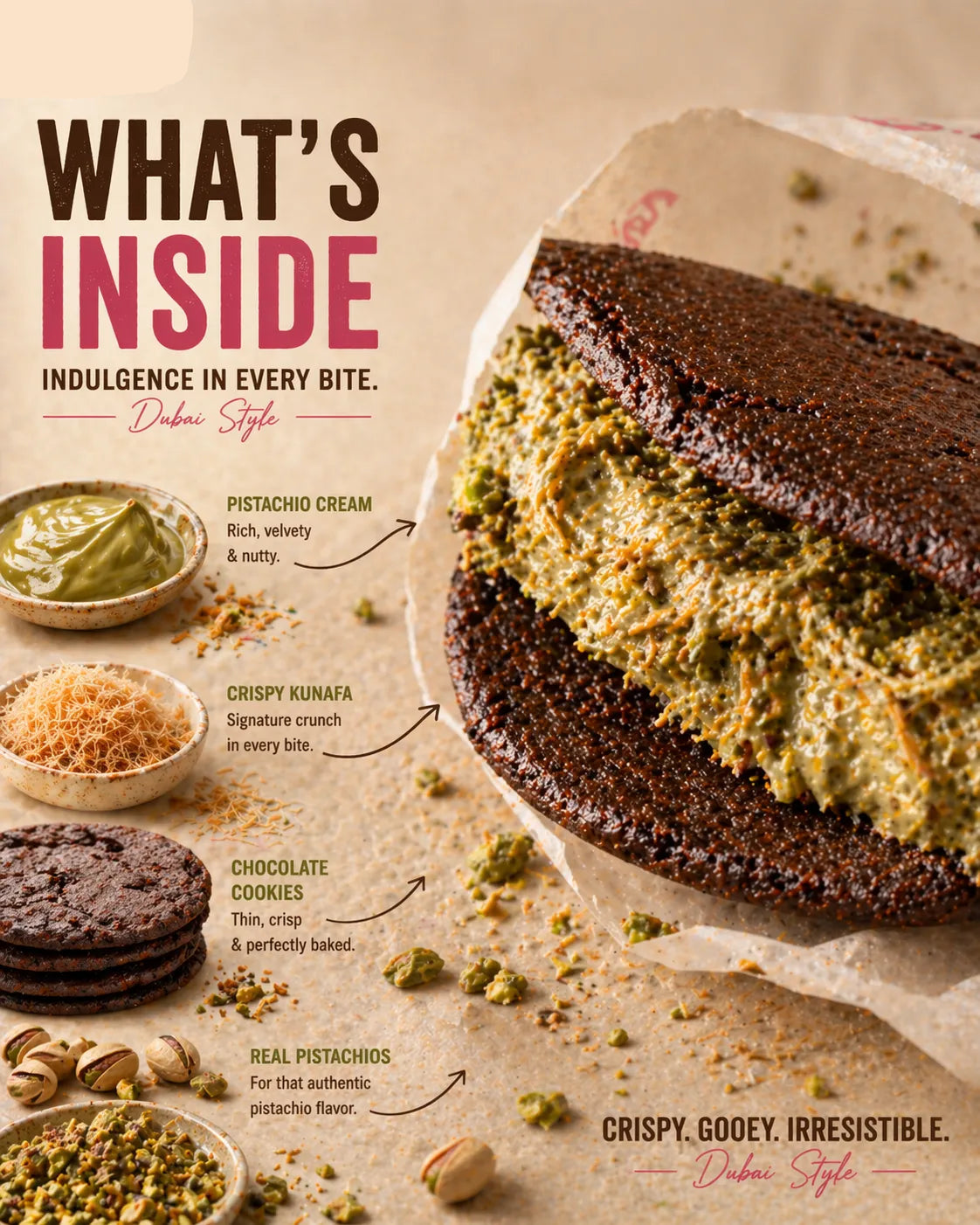 Pistachio Kunafa Cookie Sandwich